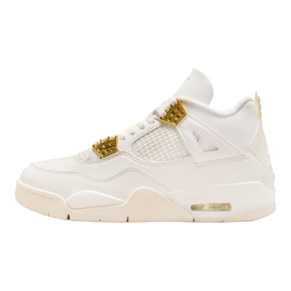 NIKE Air Jordan 4 Retro Women Size 9 Sail/Metallic Gold-black