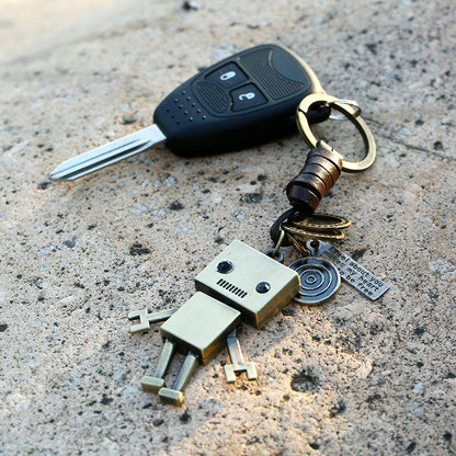 Creative Leather Robot Keychain for Couples