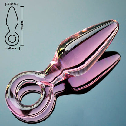 38mm Pink Phallus Glass Anal Dildo Adult Toy couple date night gift