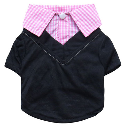 Teddy Printed Plaid Dog Shirt with Pointed Collar