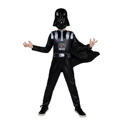 Star Wars Darth Vader Official Youth Halloween Costume - Printed Jumpsuit with Cape and Plastic Mask (L) Black