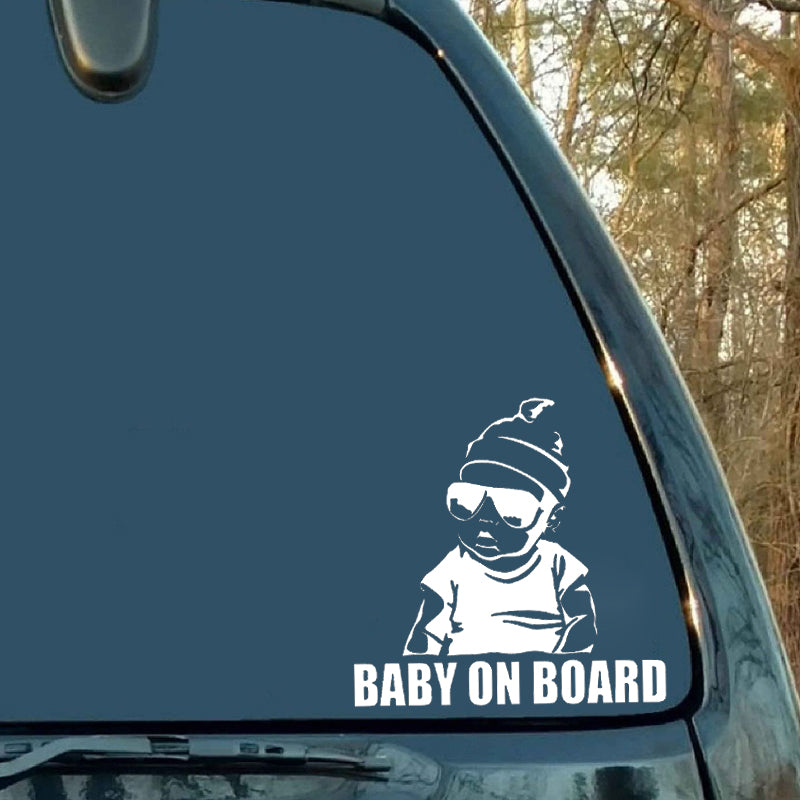 Funny Cartoon Baby on Board Reflective Car Sticker Decal 15x15cm