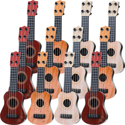 Lenwen 24 Pcs Kids Toy Guitar 10 Inch Ukulele Beginner Musical Instrument Toddlers Ukulele Guitar Mini Size Classical Ukulele Guitar Baby Cute Guitar Rhyme Developmental Educational Toy for Toddlers