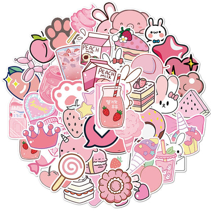 50PCS Pink Stickers Vinyl Waterproof Stickers Vinyl Decal Sticker