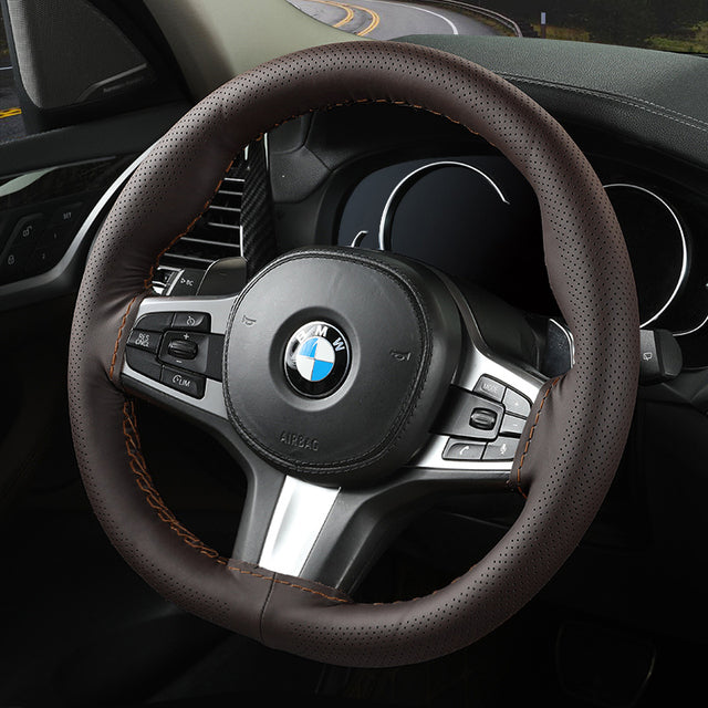 Audocvers Anti-Slip Leather Steering Wheel Cover 38cm