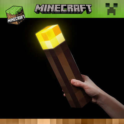 Minecraft color changing sword pickaxe lamp glowing toy in hand, perfect for imaginative play and room decoration.