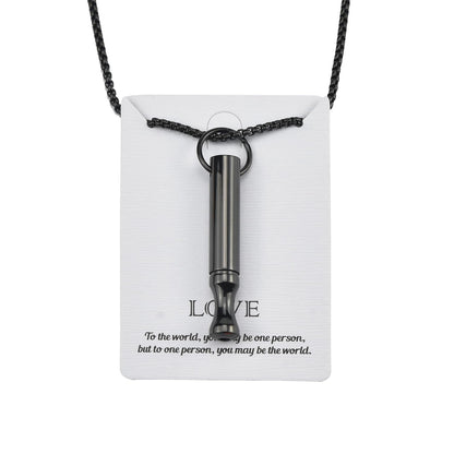 AKIRO Stainless Steel Mindful Breathing Necklace Anxiety Breathe Necklace Anxiety Breathing Tool Anxiety Stress Relief Tool for Mindfulness Meditation Stress Relief Relaxation Sleep (Black)