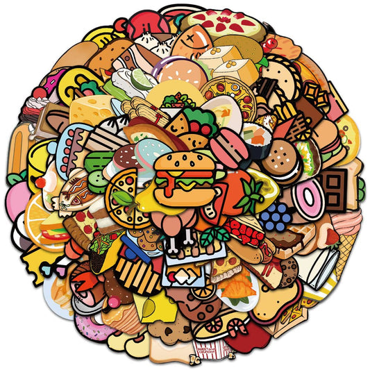 100 Food Stickers Cute Cartoon Food Scrapbook Stickers Vinyl Sticker Decal Decor Waterproof