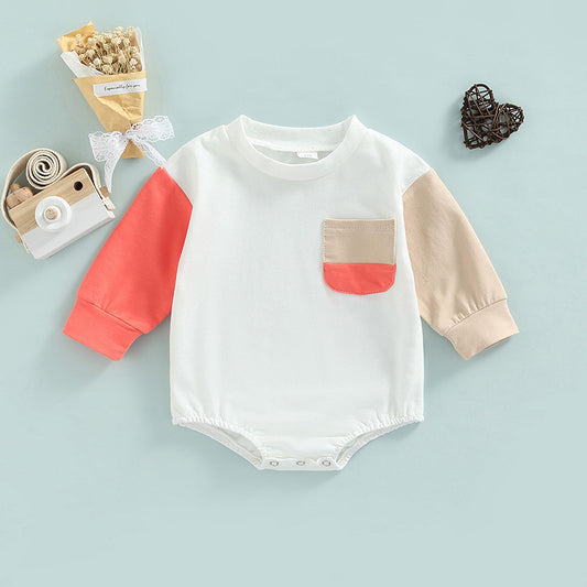Contrast Long Sleeve One-Piece Romper baby