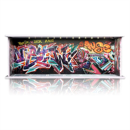 Saichotoy Display Case for Hot Wheels: Stackable Parking Garage for 1/64 Scale Matchbox Toy Car Foamboard Storage for Monster Trucks with LED Light and Acrylic Cover Graffiti Wall