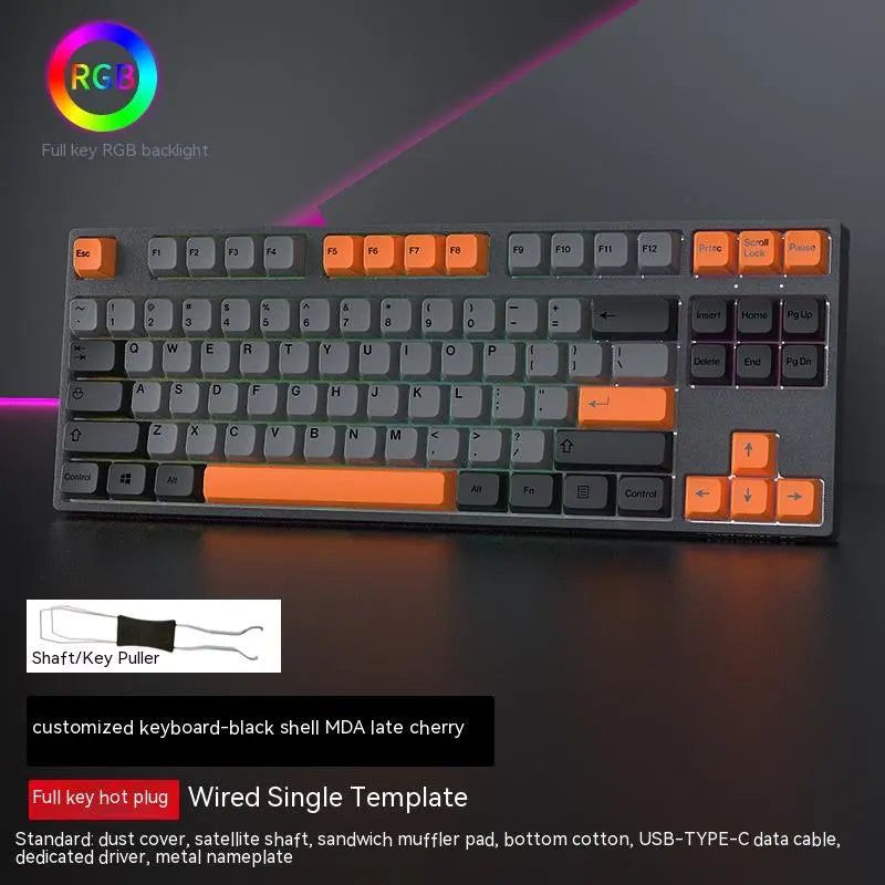 Swappable Axis Gaming Mechanical Keyboard 87 key USB RGB backlight