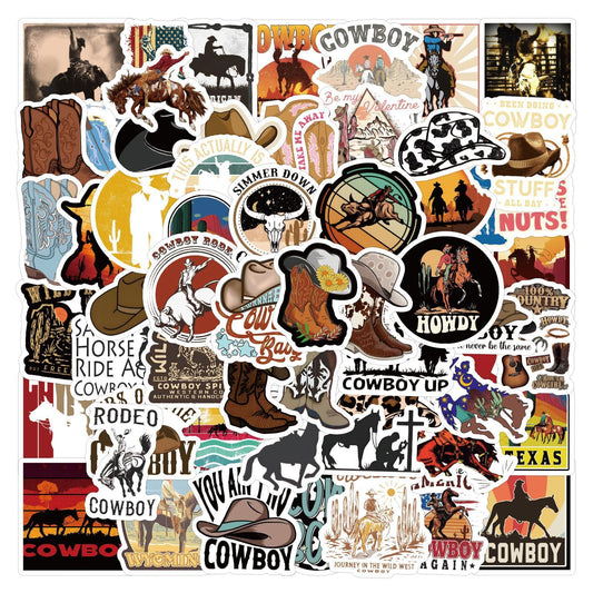 Western Stickers Cowboy Stickers 64PCS for Stickers Vinyl Sticker Decal Decor Waterproof