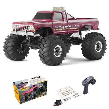 1/24 Smasher Monster RC Crawlers - FCX24 RC Truck 8km/h 2 Speed Transmission for Adults 2.4Ghz Remote Control Car RTR with USB Charger (Red)