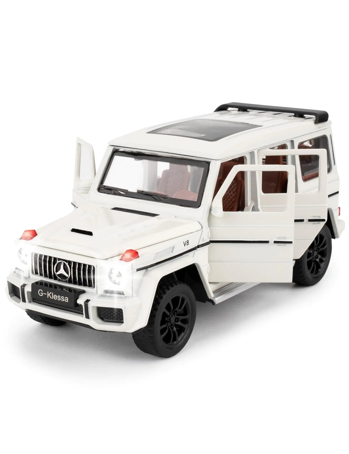 G63 MB AMG 1/32 Scale Car Model Compatible for Collectible Diecast Toy Vehicle Zinc Alloy Pull Back Toy Car with Sound and Light for Adult Boys Girls 3 4 5 6 7 8（White）