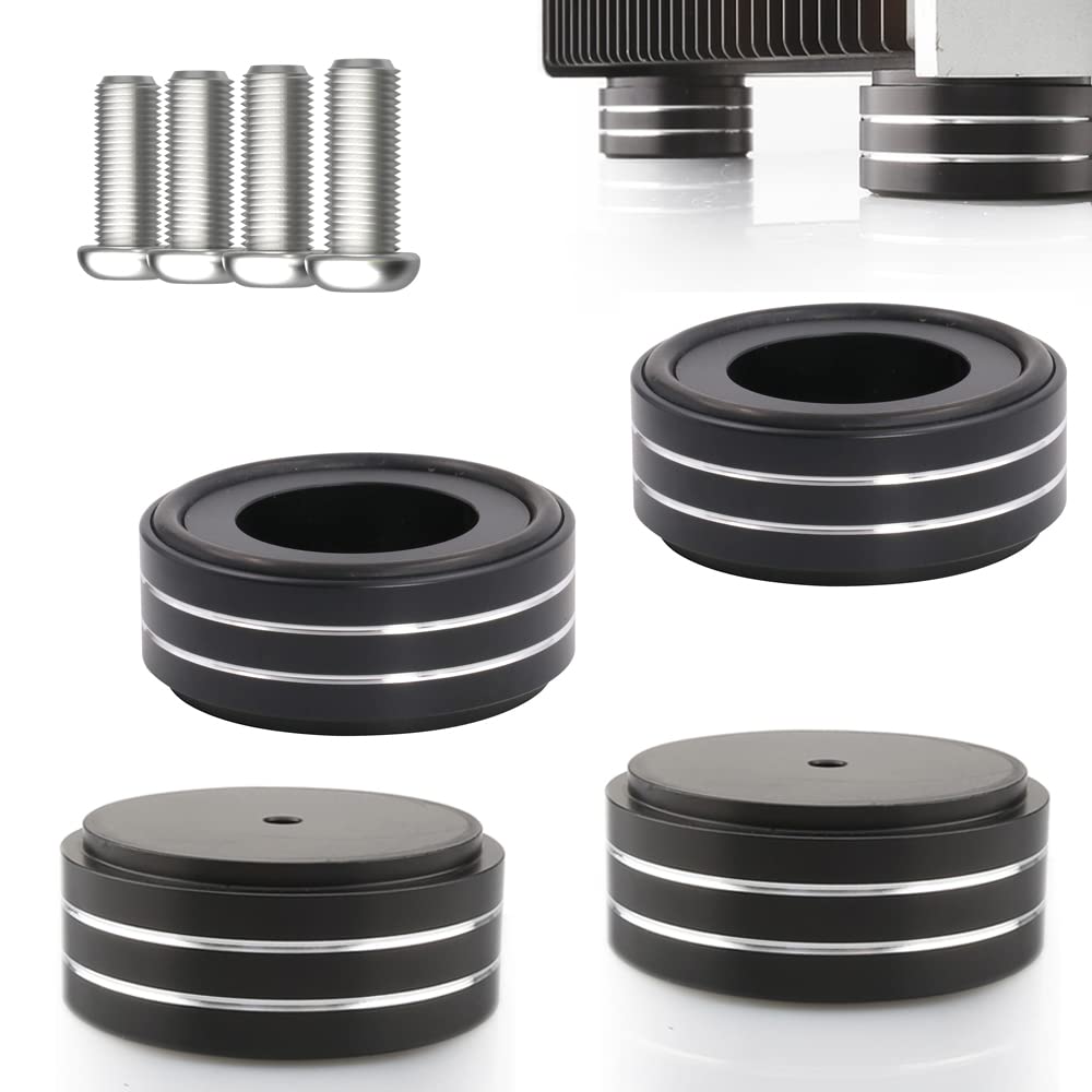 Tertullus 4 Pcs Speaker Feet 58x22mm Speaker Spikes HiFi Isolation Feet Aluminum Stand Speakers Spikes Audio Pads Turntable Feet for HiFi Amplifier/Speaker/Turntable/Player (Black)
