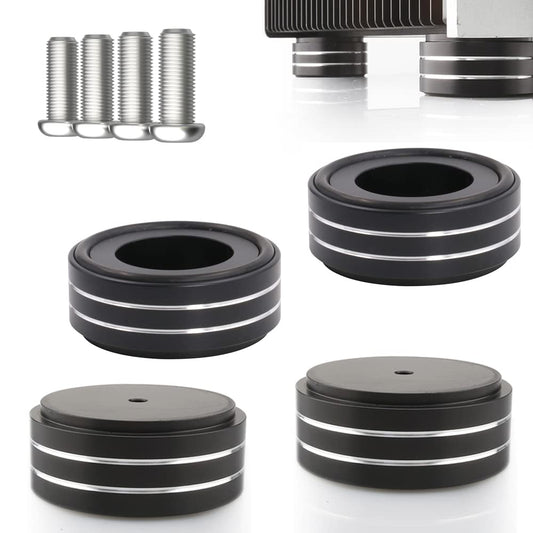 Tertullus 4 Pcs Speaker Feet 58x22mm Speaker Spikes HiFi Isolation Feet Aluminum Stand Speakers Spikes Audio Pads Turntable Feet for HiFi Amplifier/Speaker/Turntable/Player (Black)