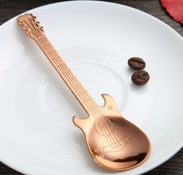 Gold-Plated Stainless Steel Guitar Coffee Spoon