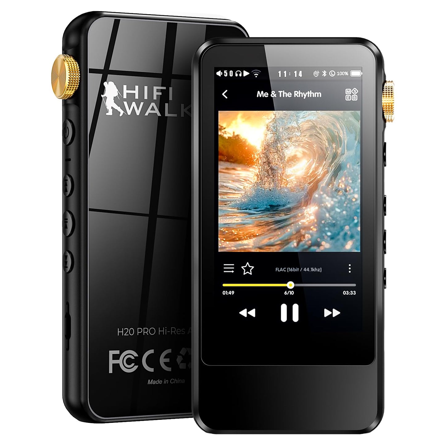 HIFI WALKER H20 Pro MP3 Player Hi Res MP3 Player Bluetooth 5.1 Music Player 3.2" Touch Screen Portable DAP Lossless DSD256 HiFi Bluetooth 5.1 aptX/LDAC 64GB Memory Card with 256GB Expandable Memory