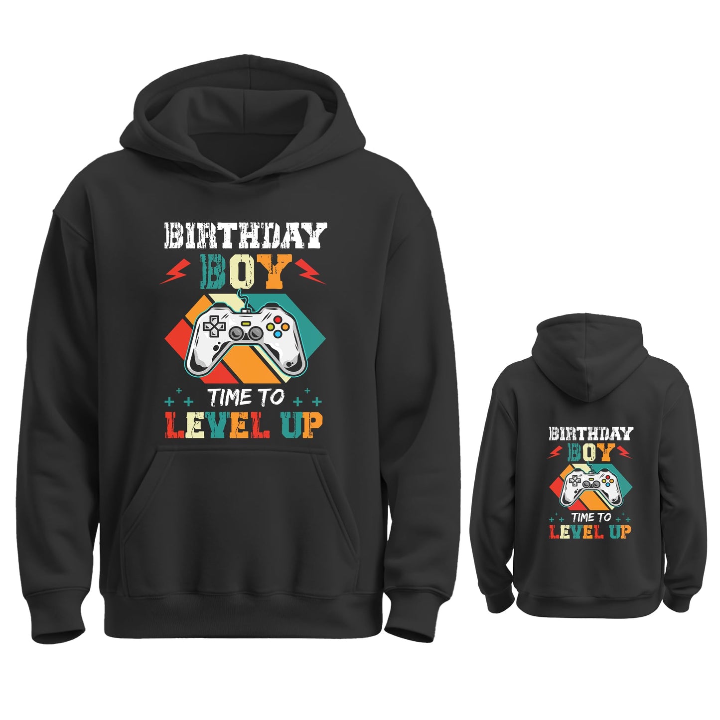Okiretin Level Up Birthday Boy Video Game Novelty Pullover Hoodies With Pocket Casual Long Sleeve Hooded Sweatshirts for Kids