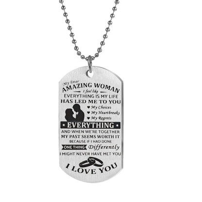 Amazing Woman Letter Tag Necklace valentine couple birthday date gift