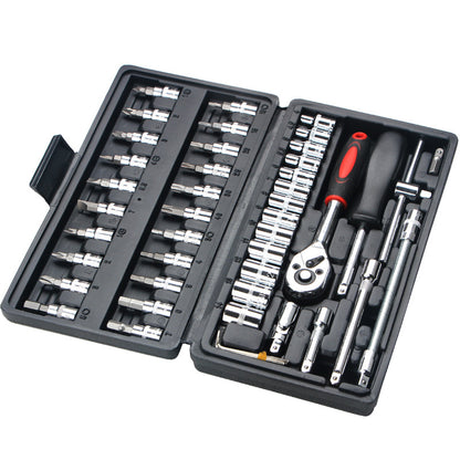 46pcs Car Repair Tool Kit - Ratchet, Wrench, Socket Set