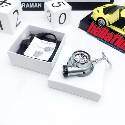 Car Turbo Charger Key Chain USB Charging Accessories USB LED LIGHT