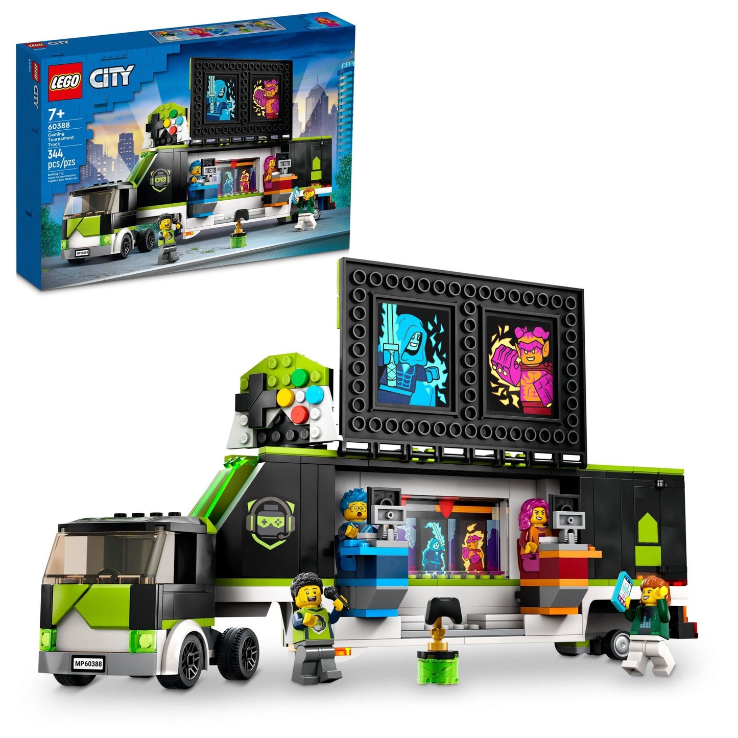 LEGO City Gaming Tournament Truck 60388 Gamer Gifts for Girls Boys and Kids Esports Vehicle Toy Set for Video Game Fans Featuring 3 Minifigures Toy Computers and Stadium Screens Ages 7+