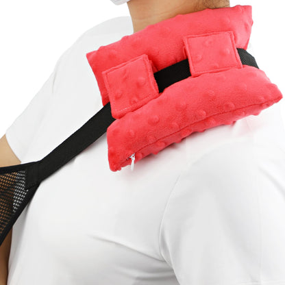 Neck Pad Strap Cushion Pillow for Arm Sling Comfort Shoulder Support Pad Rotator Cuff Replacemet Surgery Elbow Brace Carry Padded Cover Broken Wrist Hand Injury Cast Minky Dot Red