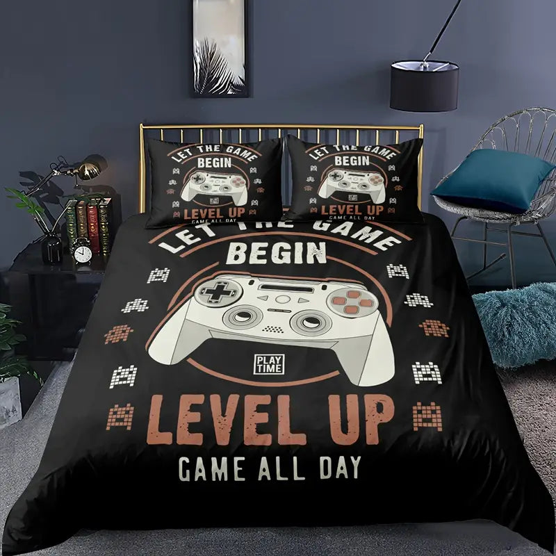 Video Game Print Duvet Cover Set for Bedroom (2/3pcs)