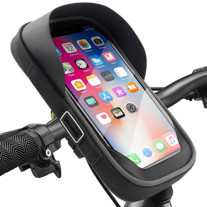 Bike Phone Handlebar Bag Holder Bike Phone Holder Waterproof Bike Bag with Sun-Visor Rain Cover TPU Touch Screen Handlebar Mount Bicycle Phone Front Frame Bag Bike Phone Mount for Bike