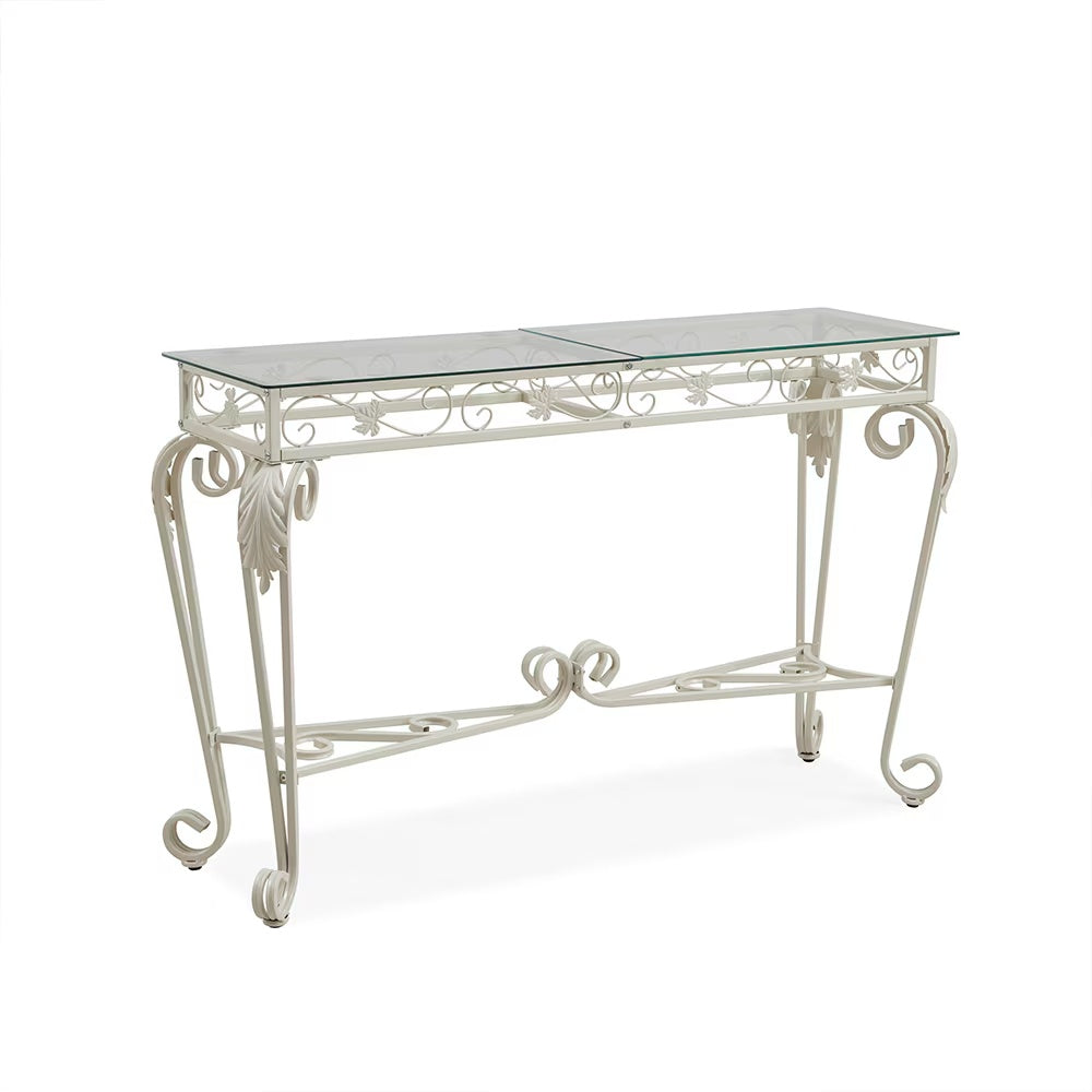 Vintage 2nd Tier Modern Tempered Glass Console Table, Entrance Table, Sofa Table With Storage Shelves