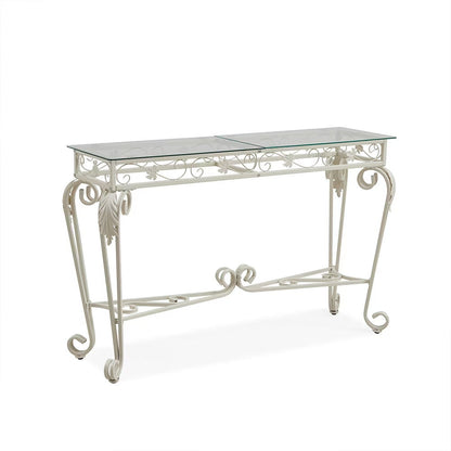Vintage 2nd Tier Modern Tempered Glass Console Table, Entrance Table, Sofa Table With Storage Shelves