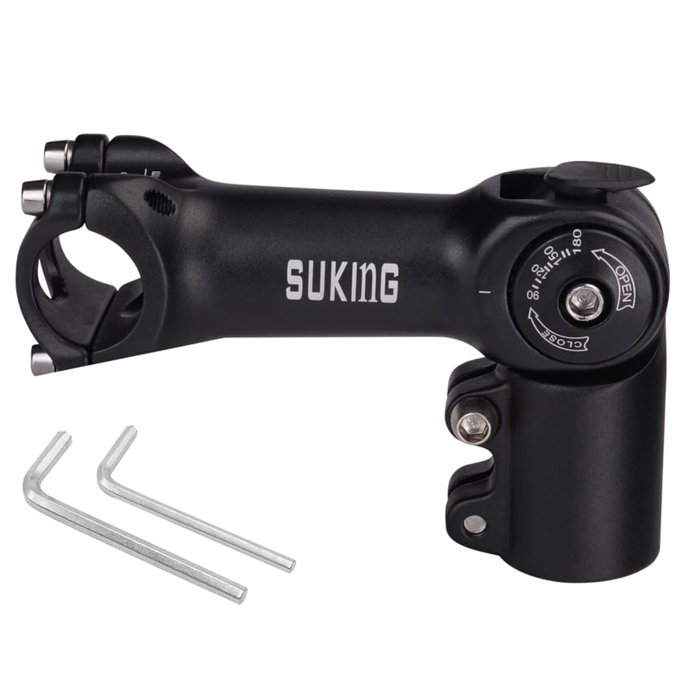 CYSKY 31.8 Stem 93mm Adjustable 0-90 Degree MTB Stem Mountain Bike Stem Riser Bicycle Handlebar Stem for Mountain Bike Road Bike BMX City Cycling