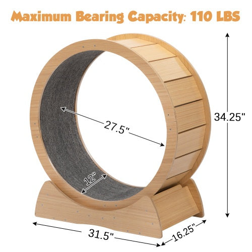 Wooden Cat Running Wheels 31.5" L x 16.3" W x 34.3" H