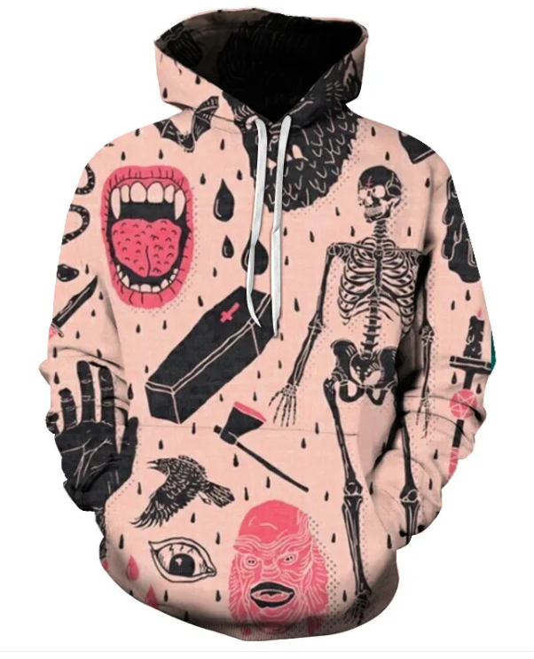 Varies options and colors - Skull Head Hooded Sweater jacket men apparel