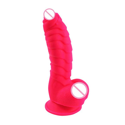 Colorful Dinosaur Scale Suction Silicone Adult Toy couple