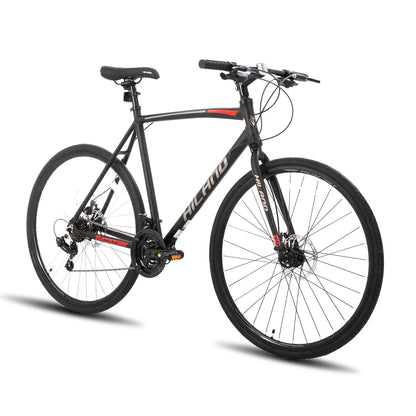 HH HILAND 700C Road Hybird Bike 21 speeds Bikes Urban City Commuter Bicycle with Disc Brake for Men Women Adult Comfortable Bicycle Black
