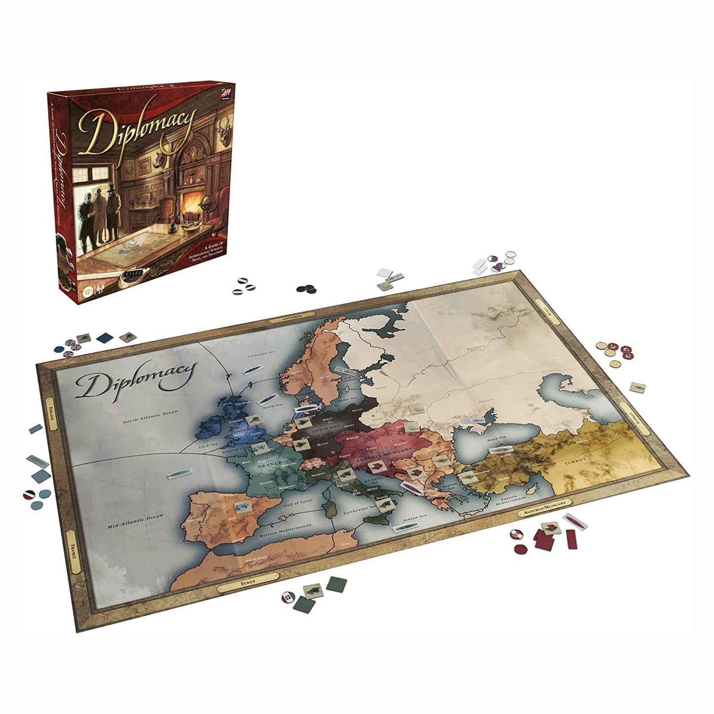 Hasbro Gaming Avalon Hill Diplomacy Cooperative Board Game European Political Themed Strategy Game Ages 12 and Up 2-7 Players