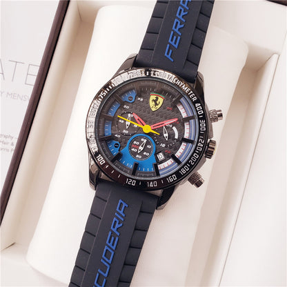 Men's Vintage Quartz Watch with 6 Needles - Ferrari Style