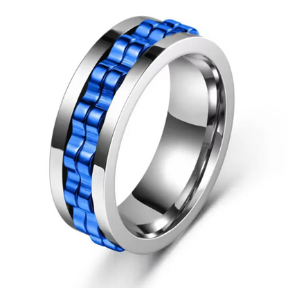 Titanium Spinner Square Texture Ring For Men stress relief