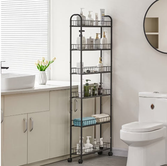 Rolling Storage Trolley Cart for Bathroom Toilet Washroom
