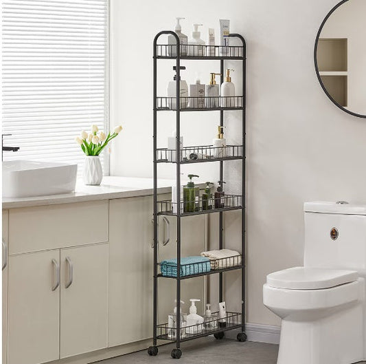 Rolling Storage Trolley Cart for Bathroom Toilet Washroom