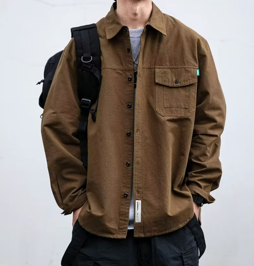 Vintage Downtown Casual Shirt Men Jacket (One Piece)