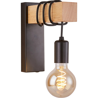 American Creative Wood Wall Light with Iron Shade