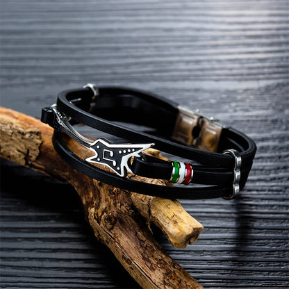 Fashion Punk Men Leather Bracelet - Guitar Design