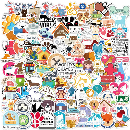 100Pcs Veterinary Cute Vet Stickers Vinyl Sticker Decal Decor Waterproof