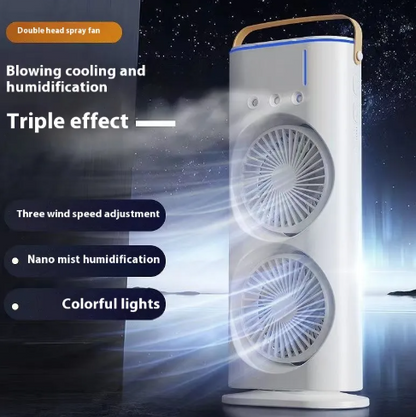 Double-Headed Cooling Spray Fan Lightweight portable USB-rechargeable,