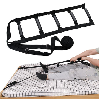 Bed Ladder Assist 160 Inch Munzong Black Pull Up& Sit Up Assist Device Assistive Bedside Straps w/ 5 Handle Portable Rope Beds Ladder Helper for Elderly Senior Injury Handicap Patient Pregnant(4 m)
