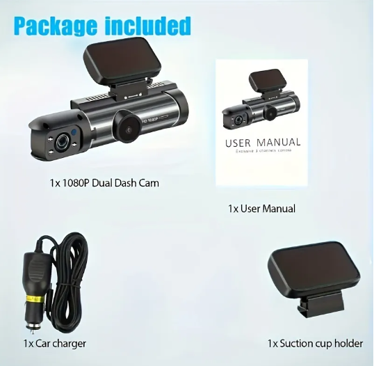 360° HD 1080P Dual Lens Car Dash Cam night vision