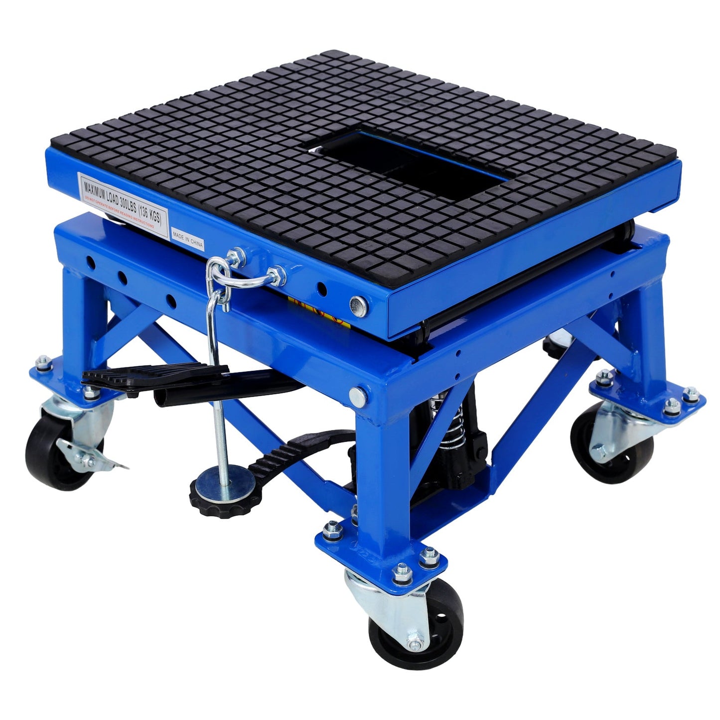 Metal Jack Lifting w/ Foot Pedal Wheels support up to 300lbs